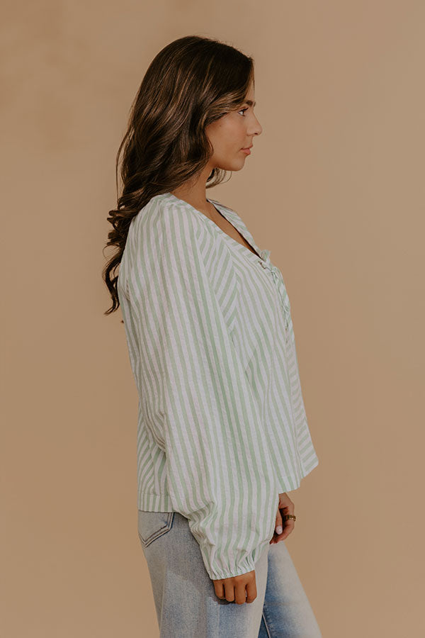 Spring Charm Stripe Henley Top in Mint Image - 3