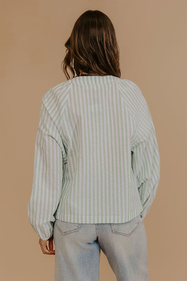 Spring Charm Stripe Henley Top in Mint Image - 4