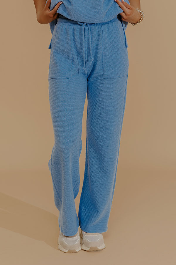 Weekend Wind-Down High Waist Waffle Knit Pants in Light Blue Image - 1