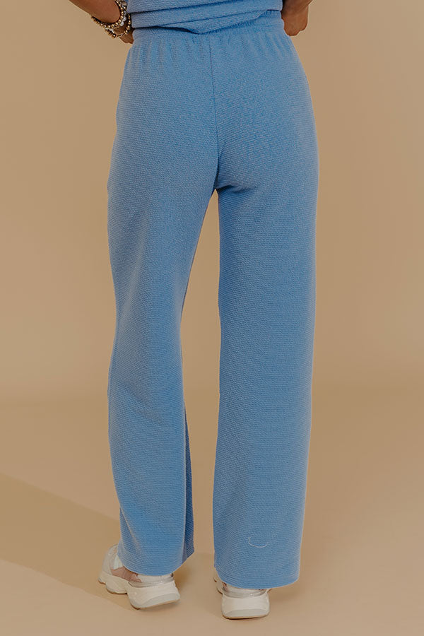 Weekend Wind-Down High Waist Waffle Knit Pants in Light Blue Image - 4