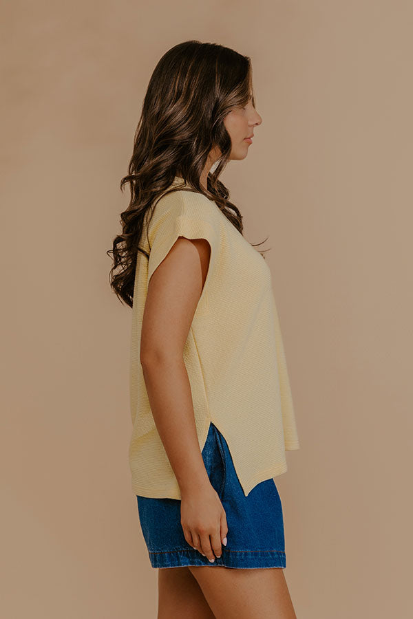 Weekend Wind-Down Waffle Knit Top in Yellow Image - 4