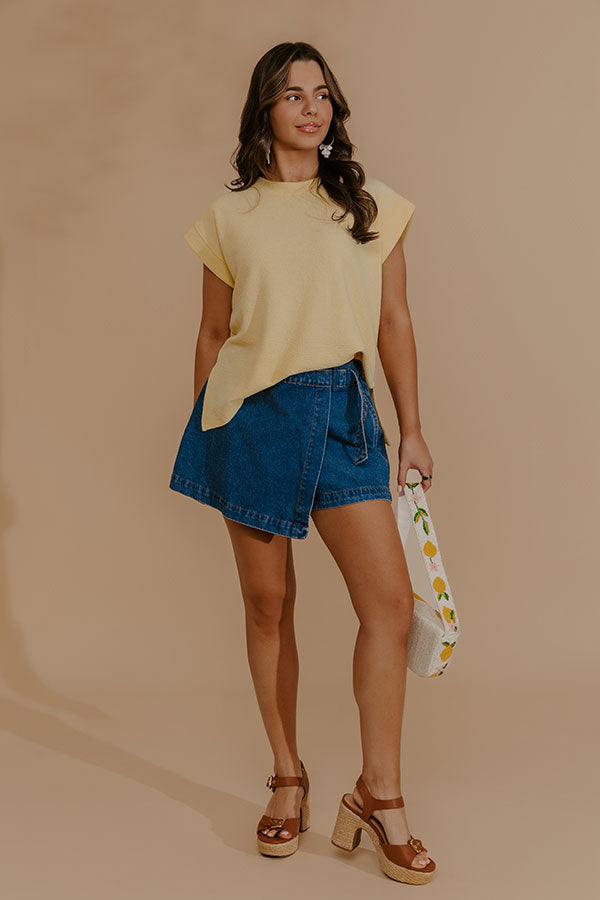 Weekend Wind-Down Waffle Knit Top in Yellow Image - 1