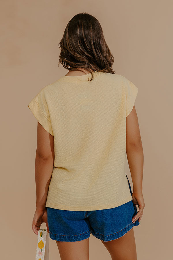 Weekend Wind-Down Waffle Knit Top in Yellow Image - 5