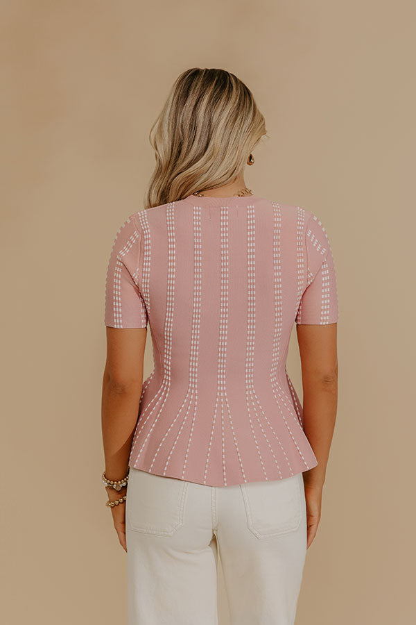 Everyday Chic Knit Peplum Top in Pink Image - 5