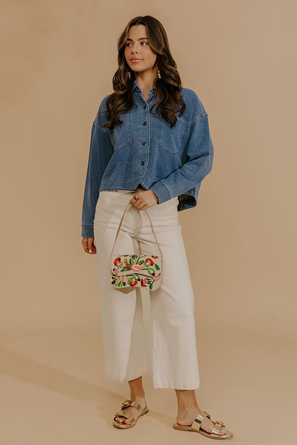 Block Street Chic Terry Knit Crop Button Up Top Image - 1