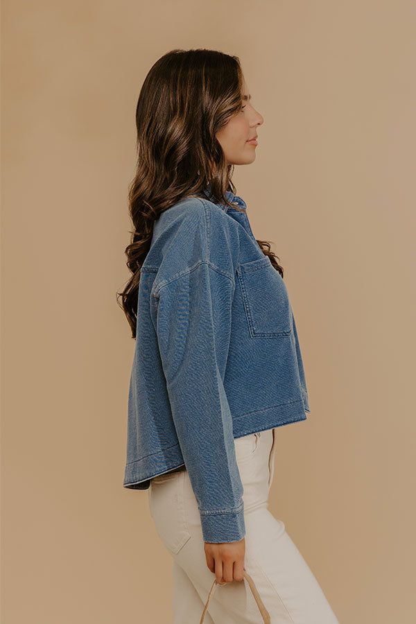 Block Street Chic Terry Knit Crop Button Up Top Image - 3