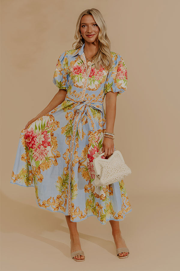Garden Party Ready Floral Button Down Midi Dress Image - 1