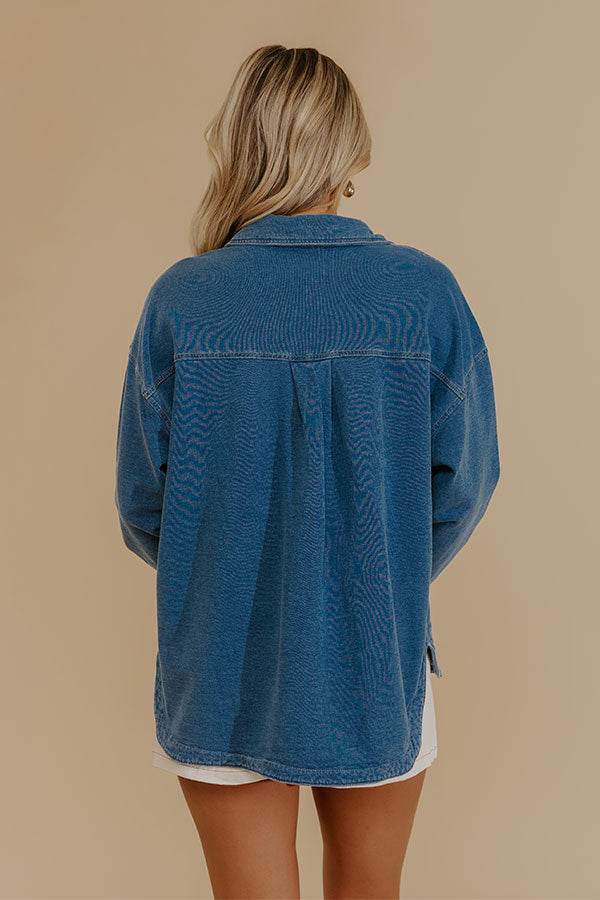 Cue The Casual Terry Knit Button Up Top Image - 5