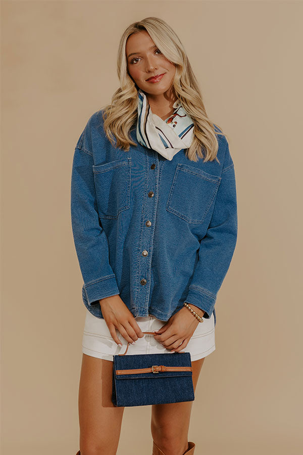 Cue The Casual Terry Knit Button Up Top Image - 2