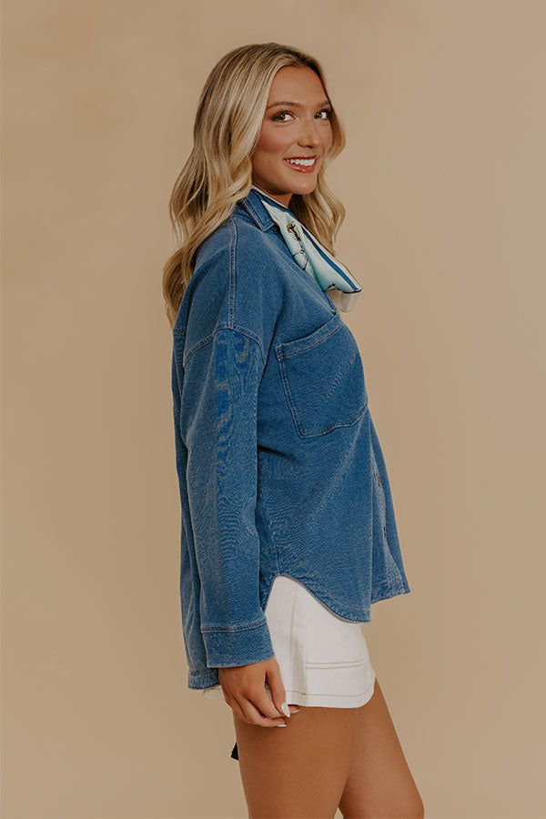 Cue The Casual Terry Knit Button Up Top Image - 4