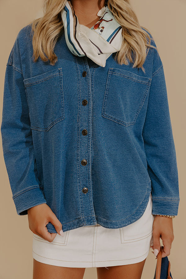 Cue The Casual Terry Knit Button Up Top Image - 3