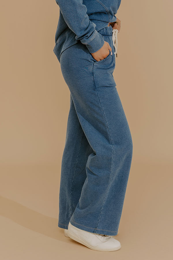 Weekend Breeze High Waist Terry Knit Wide Leg Pants Image - 3