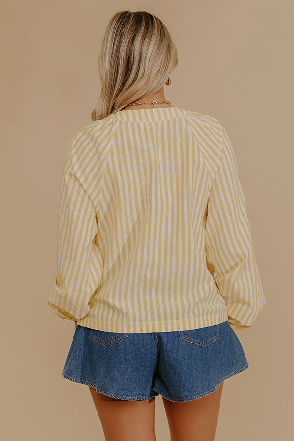 Spring Charm Stripe Henley Top in Yellow Image - 5