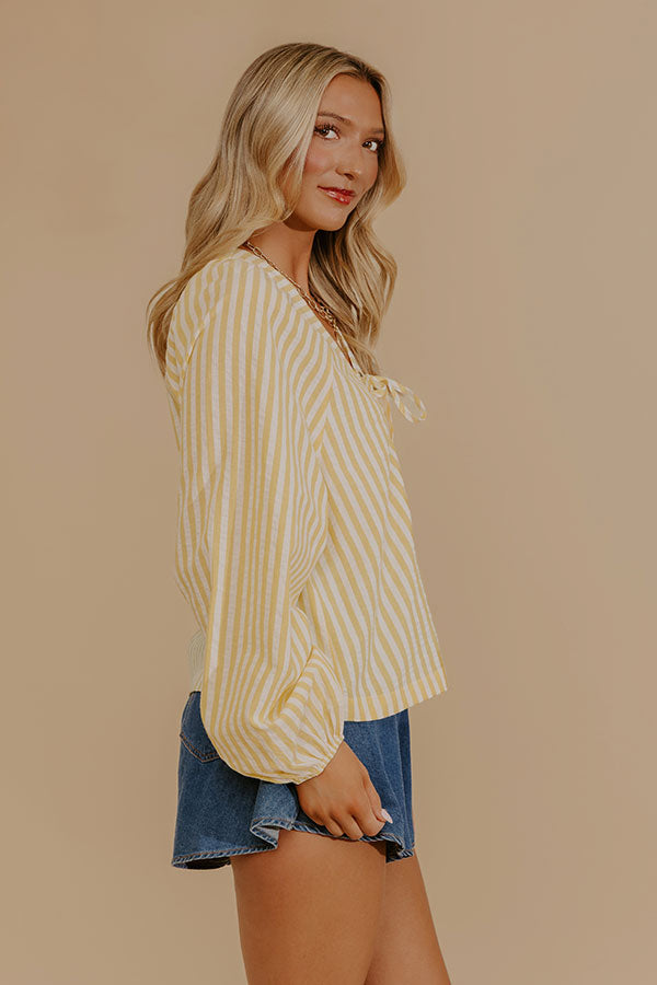 Spring Charm Stripe Henley Top in Yellow Image - 4