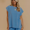 Weekend Wind-Down Waffle Knit Top in Light Blue Image - 1