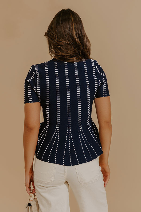 Everyday Chic Knit Peplum Top in Navy Image - 3