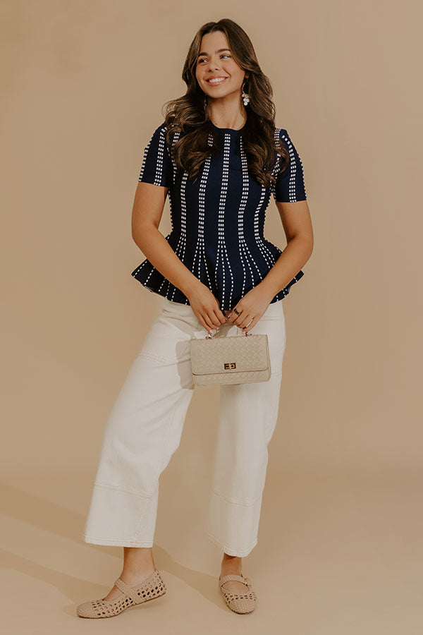 Everyday Chic Knit Peplum Top in Navy Image - 4