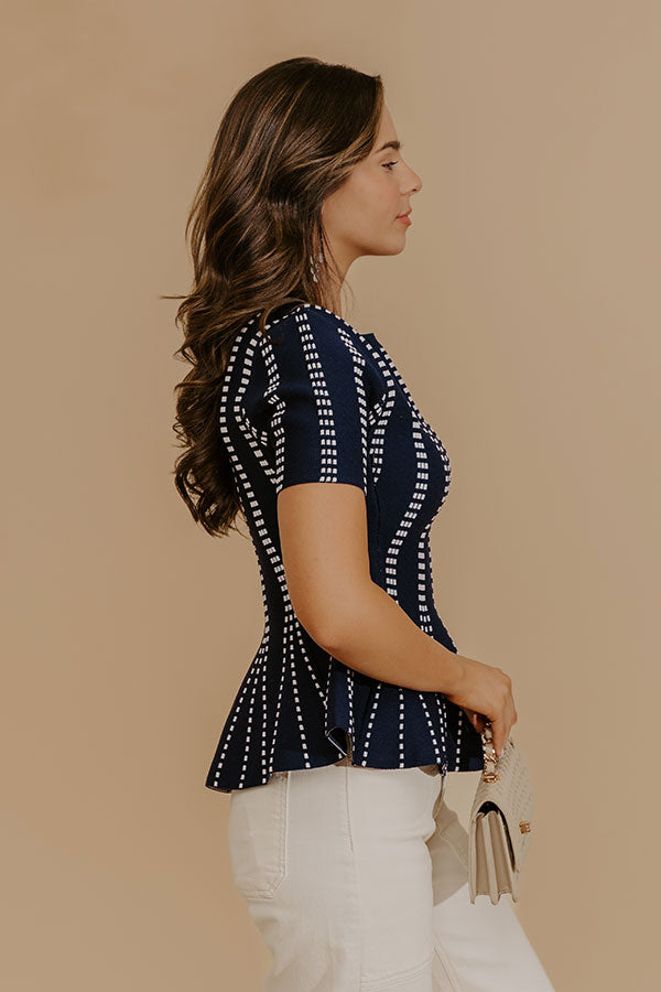 Everyday Chic Knit Peplum Top in Navy Image - 2