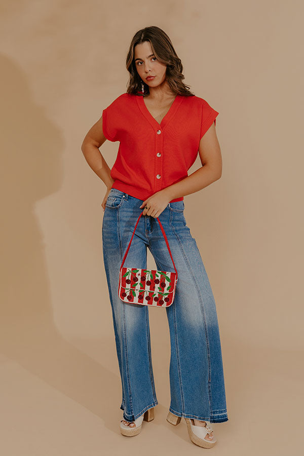 Spring Whisper Knit Top in Red Image - 2