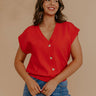 Spring Whisper Knit Top in Red Image - 1
