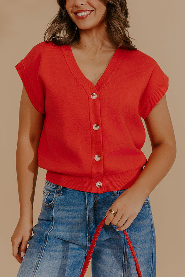 Spring Whisper Knit Top in Red Image - 5