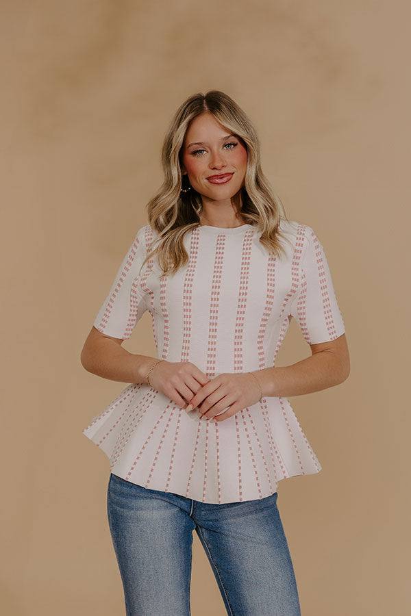 Everyday Chic Knit Peplum Top in White Image - 1