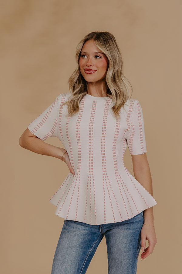 Everyday Chic Knit Peplum Top in White Image - 2