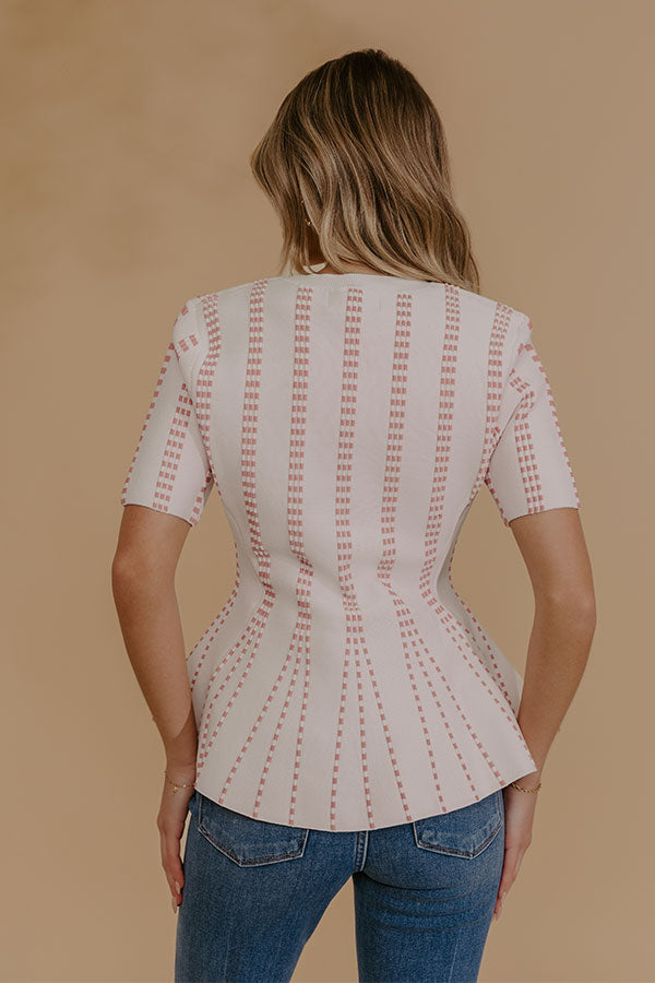 Everyday Chic Knit Peplum Top in White Image - 4