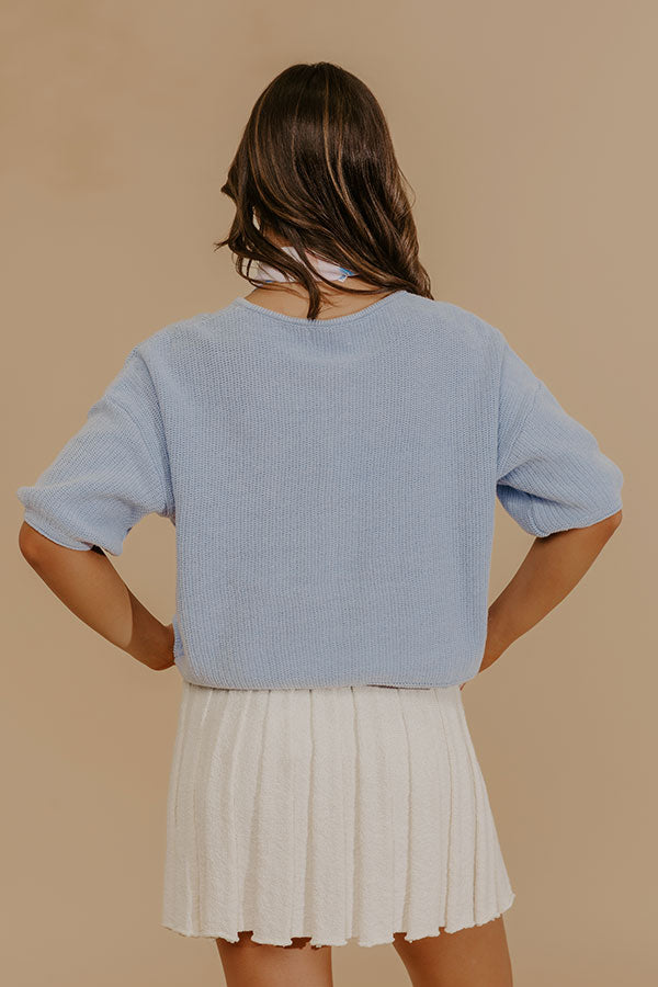 Uptown Muse Knit Sweater Top in Sky blue Image - 4