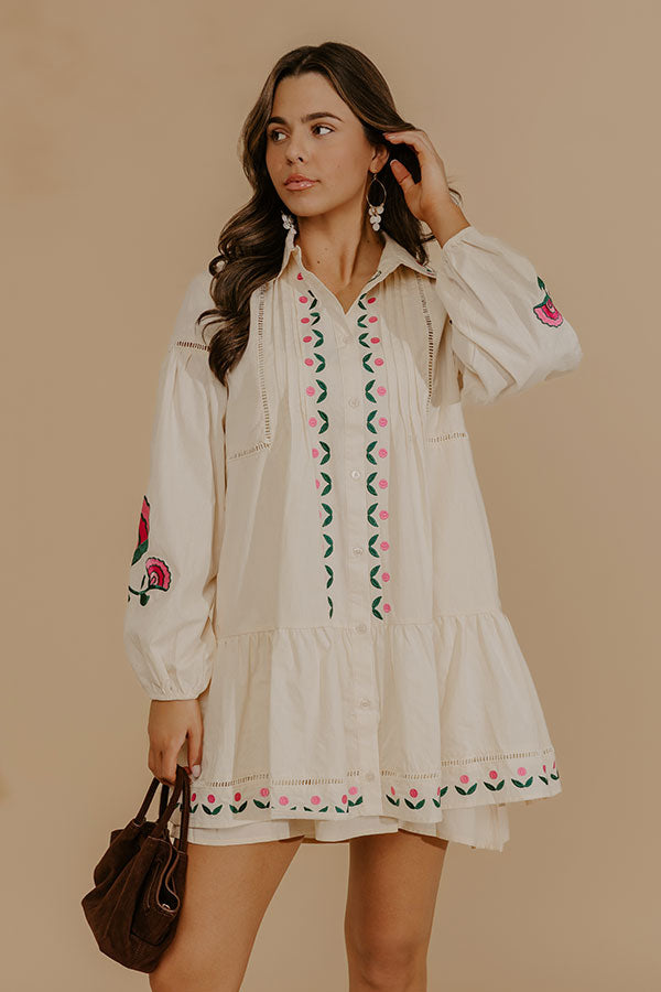 Soft Spoken Embroidered Mini Dress Image - 2