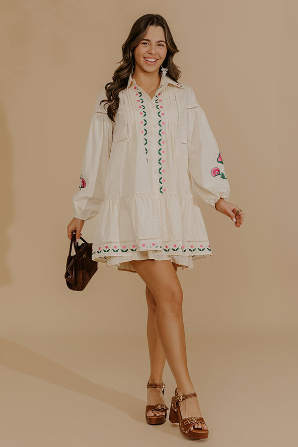 Soft Spoken Embroidered Mini Dress Image - 1
