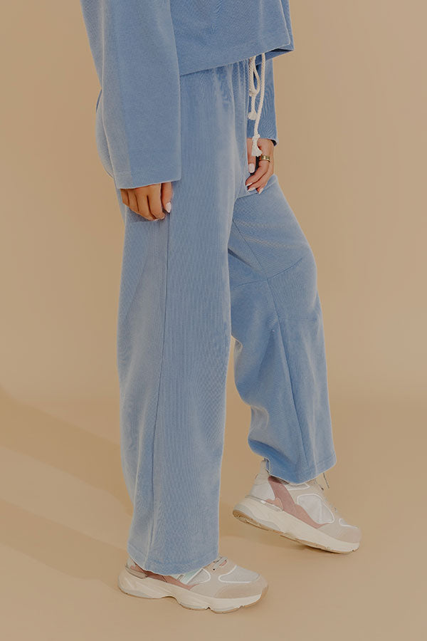 Weekend Away High Waist Knit Pants in Airy Blue Image - 3
