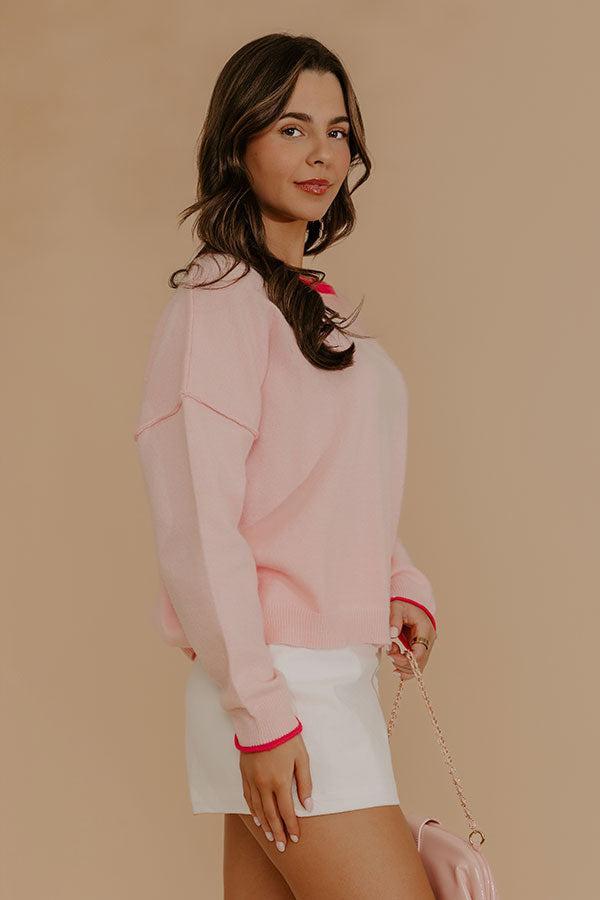 Weekend Wander Knit Sweater Top in Pink Image - 3