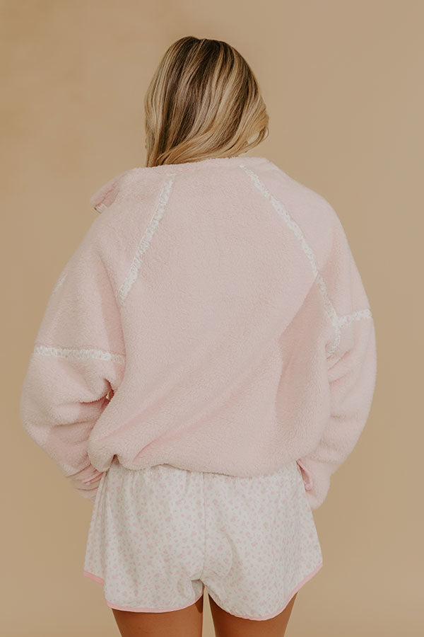 Effortless And Sweet Quarter Zip Sherpa Pullover Image - 5