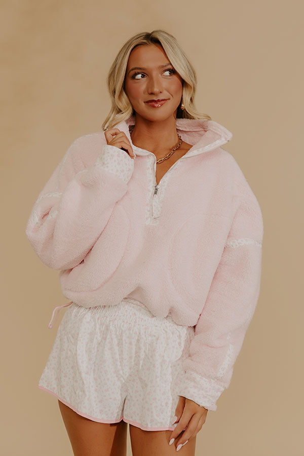 Effortless And Sweet Quarter Zip Sherpa Pullover Image - 1
