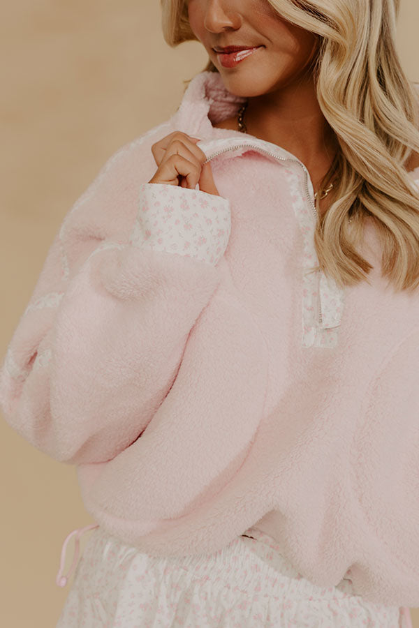 Effortless And Sweet Quarter Zip Sherpa Pullover Image - 2