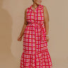 Boardwalk Stroll Plaid Maxi Dress in Hot Pink Curves Image - 1