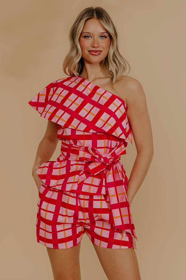 Pretty Chic One Shoulder Plaid Top Image - 3