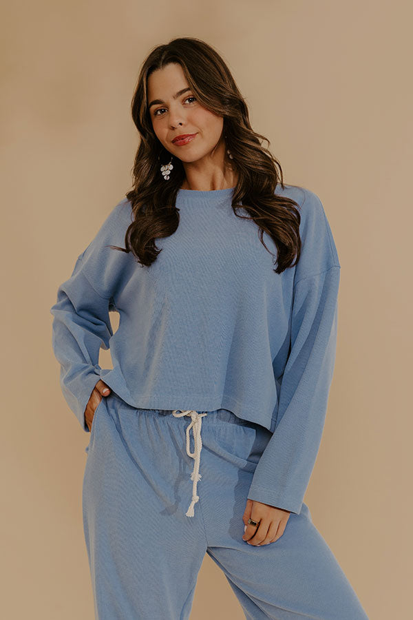 Weekend Away Knit Sweatshirt in Airy Blue Image - 1