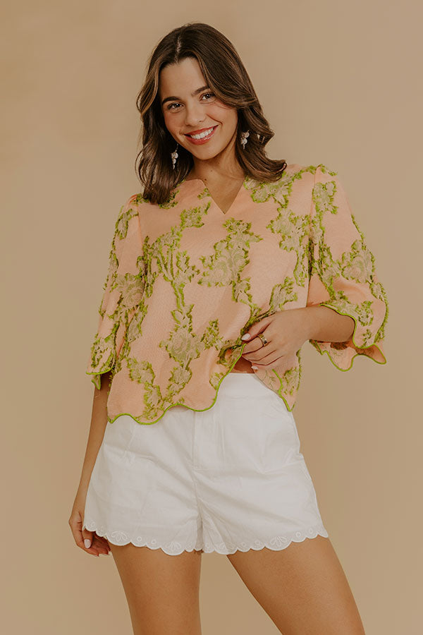 Pretty Poise Knit Floral Jacquard Top Image - 1