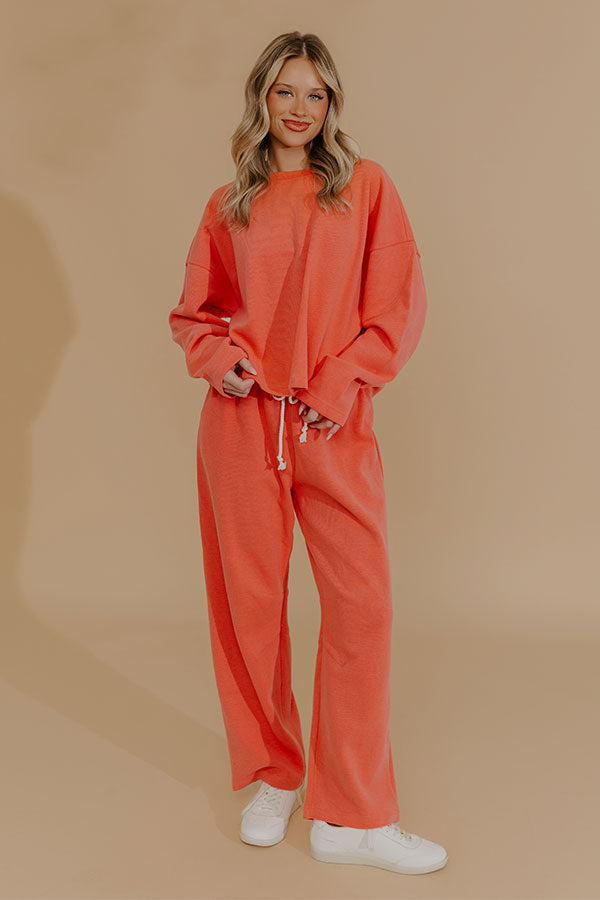 Weekend Away High Waist Knit Pants in Coral Image - 1