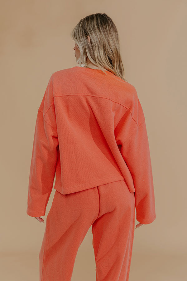 Weekend Away Knit Sweatshirt in Coral Image - 5