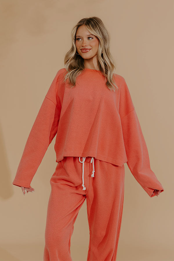 Weekend Away Knit Sweatshirt in Coral Image - 1