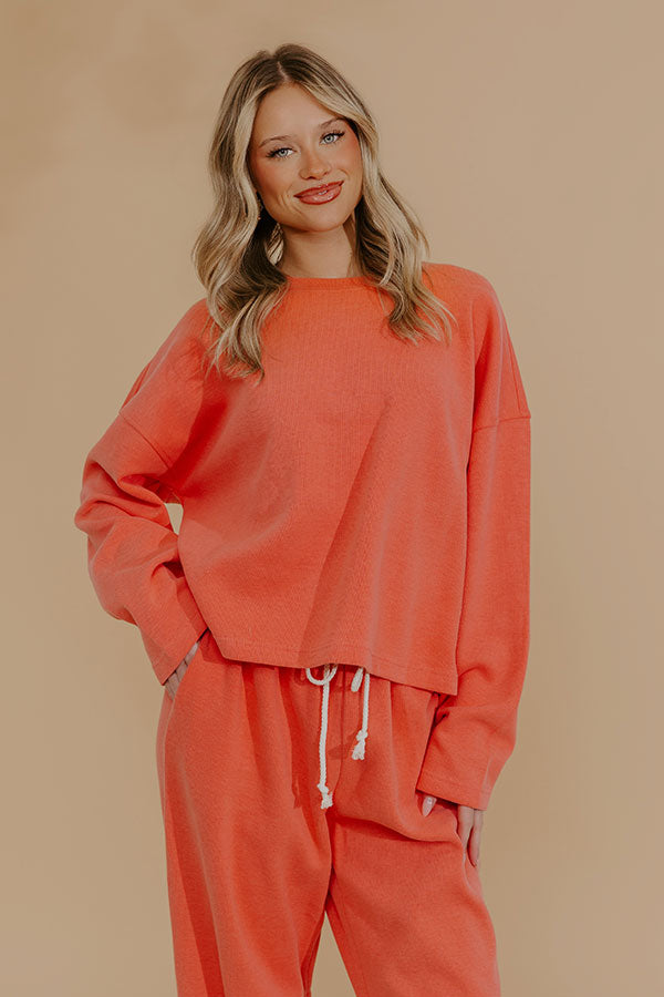 Weekend Away Knit Sweatshirt in Coral Image - 3
