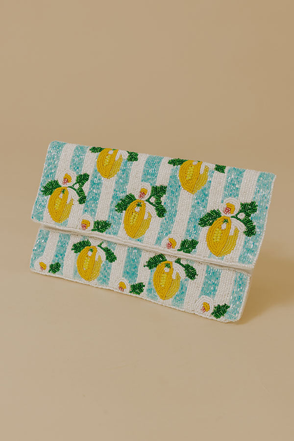 Lemon Love Beaded Stripe Clutch Image - 5