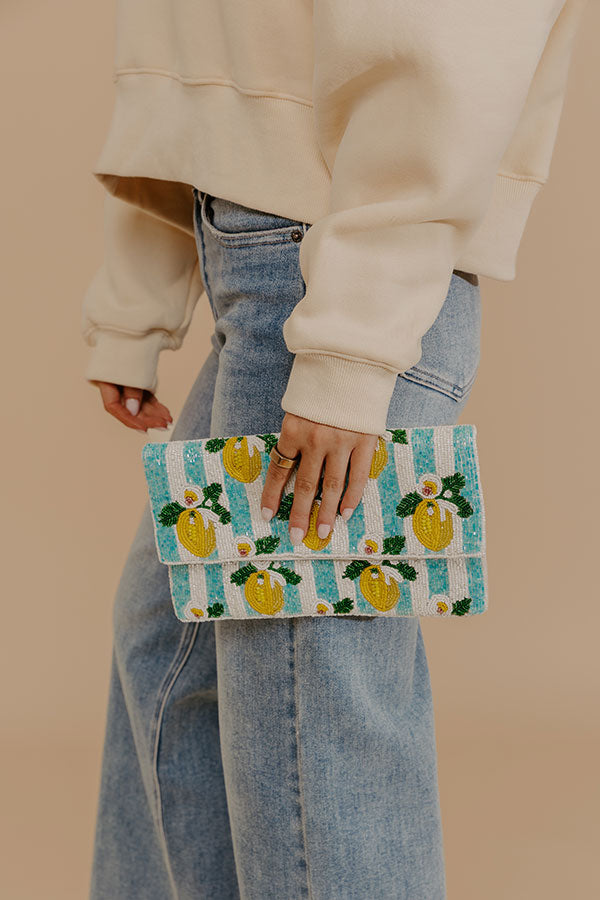 Lemon Love Beaded Stripe Clutch Image - 2