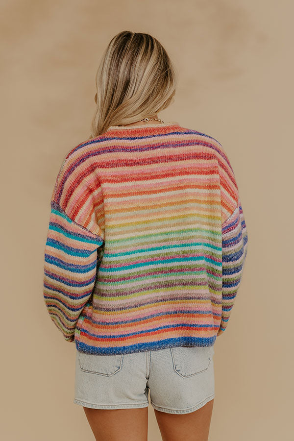 Colorful Personality Knit Stripe Cardigan Image - 5