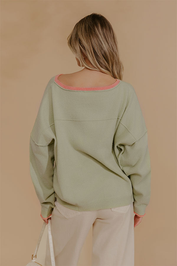 Weekend Wander Knit Sweater Top in Sage Image - 4