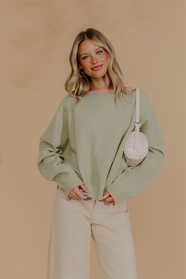 Weekend Wander Knit Sweater Top in Sage Image - 1