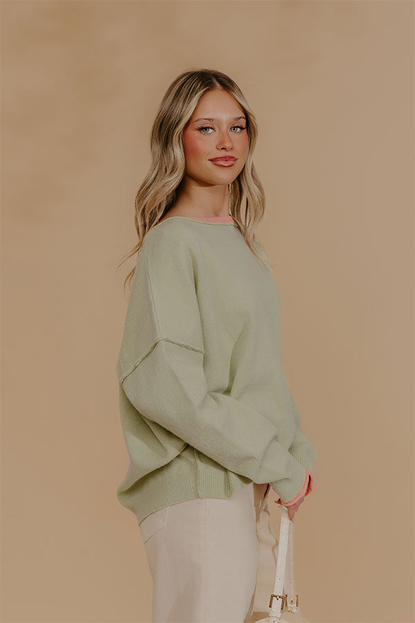 Weekend Wander Knit Sweater Top in Sage Image - 3